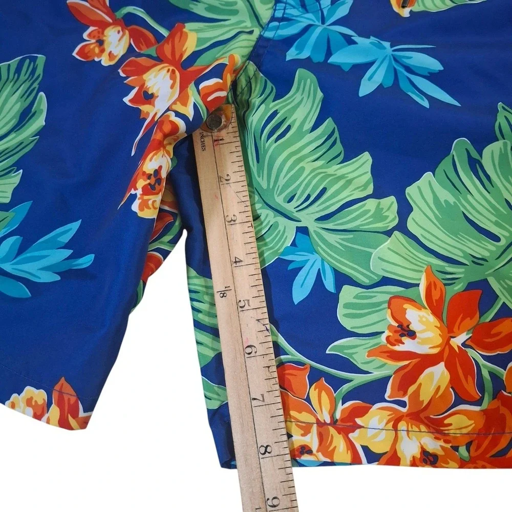 Polo Ralph Lauren Mens XL Blue Tropical Floral Swim Trunks Cargo Board Shorts 8